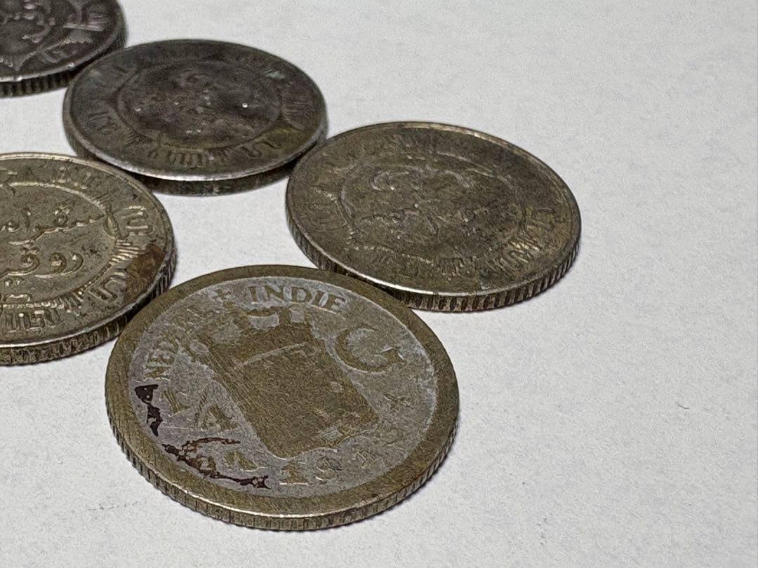 古銭　銀貨保証　オランダ領東インド　1/4ギルダー　グルデン　銀貨　6枚セット