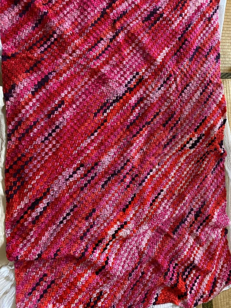 手編み　ブランケット　ひざ掛け　ショール⑤