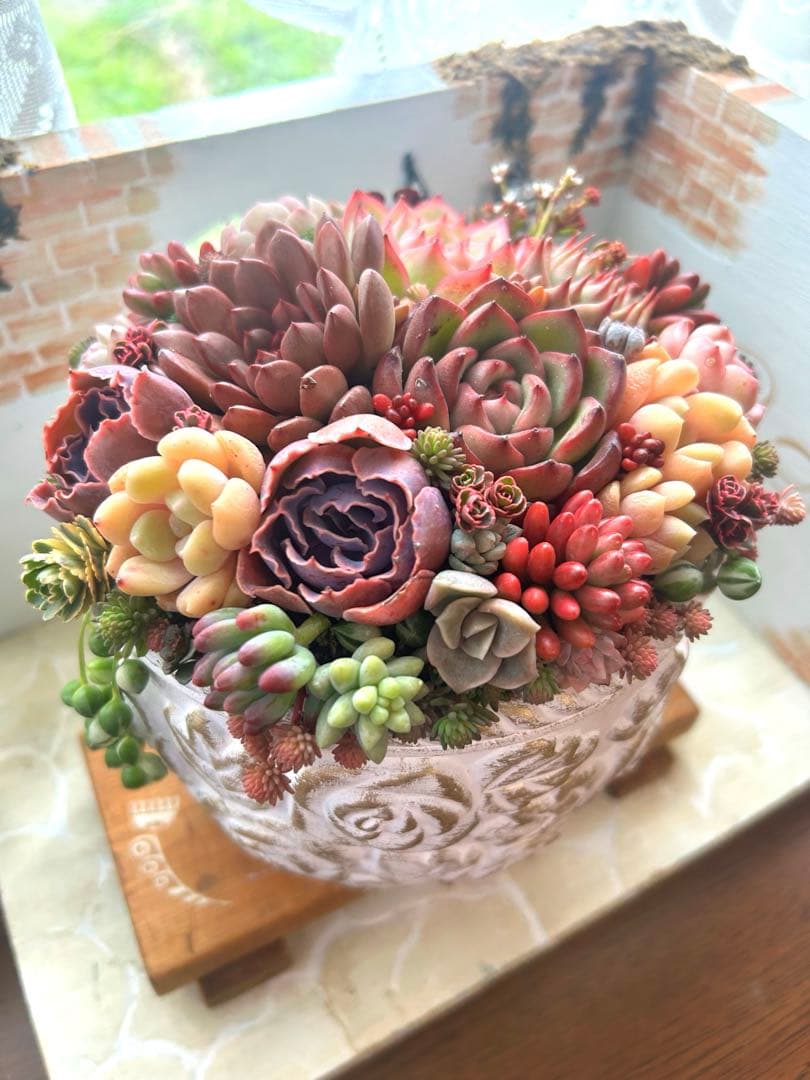 ・:*多肉植物そのまま飾れる・:*アンティークローズ鉢