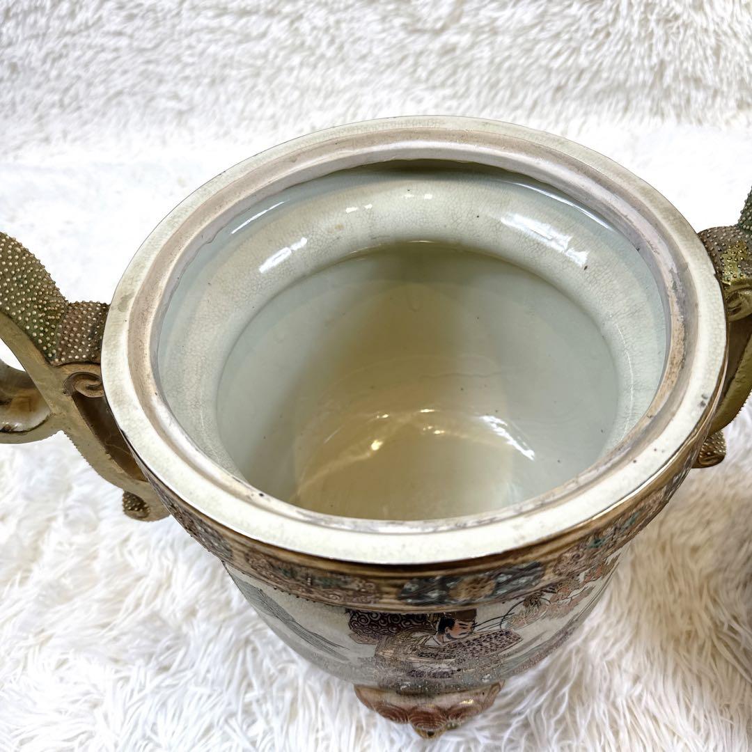 薩摩焼　絢爛豪華　金彩手　　唐獅子足　古薩摩　大香炉　高さ39cm
