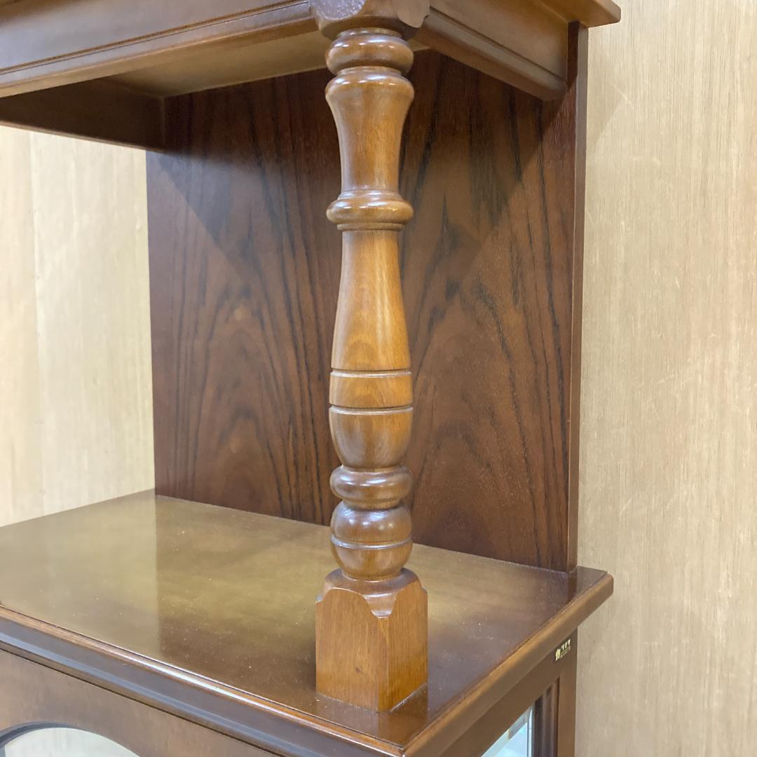 【カリモク】アンティーク　ガラスショーケース　飾り棚　コレクションボード