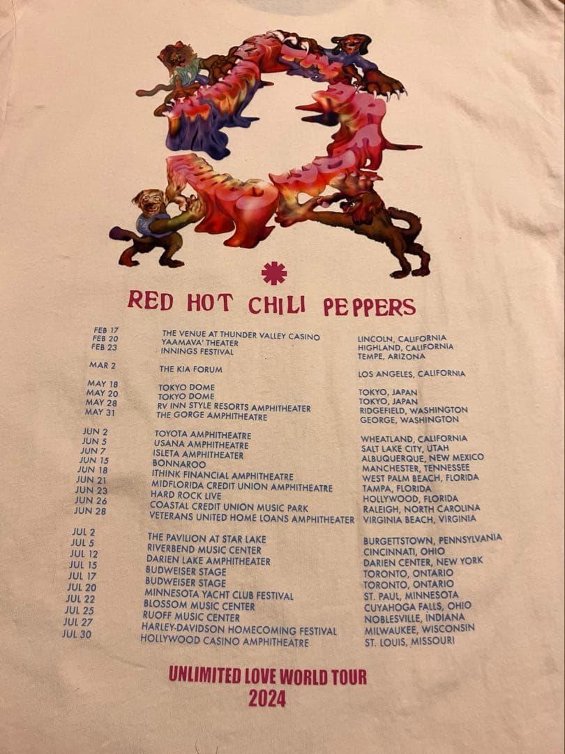 レッチリ　2024年ツアーTシャツ　Mサイズ