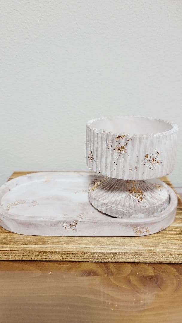 プラスター製プレート＆花瓶&キャンドルスタンド　３点セット