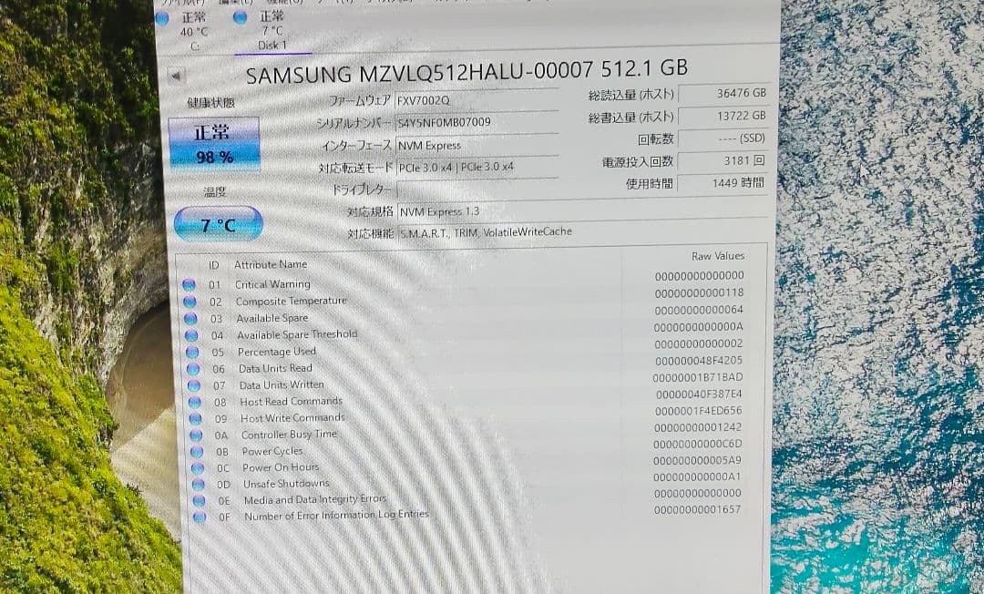 SAMSUNG 使用時間極少 NVMe m.2 2280 SSD 512G★33