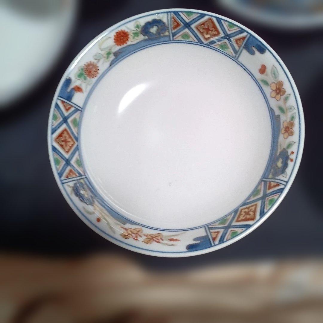 有田焼　其泉窯　煮物蓋付き椀　浅丼　染め錦地紋草花紋金彩柄5個