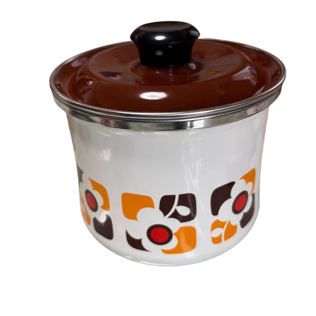 【美品】昭和レトロ サンコーウェア　花柄 両手鍋＆キャニスター 2pc Set