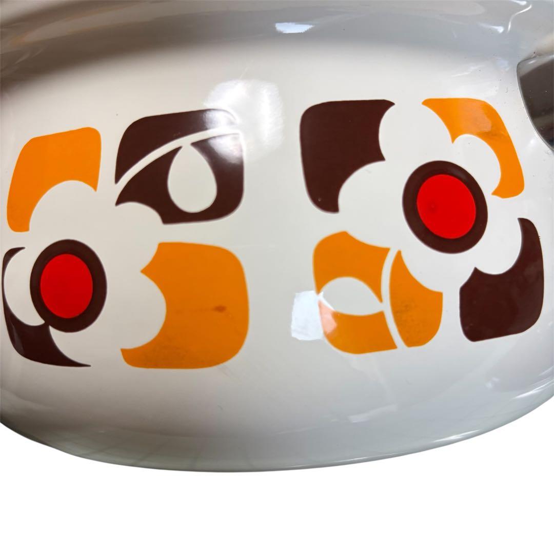 【美品】昭和レトロ サンコーウェア　花柄 両手鍋＆キャニスター 2pc Set