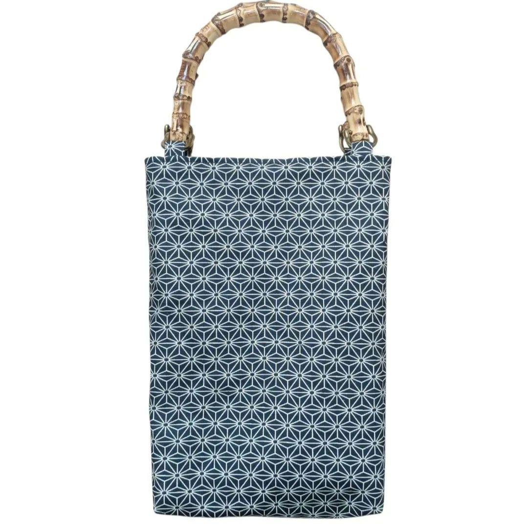 バンブー手提げ　麻の葉紋様　　和柄バッグ　お祭りバッグ　神輿