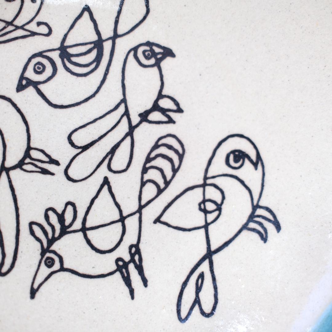 【未使用】ひゃっかいめのとり 益子の絵皿大２枚セット