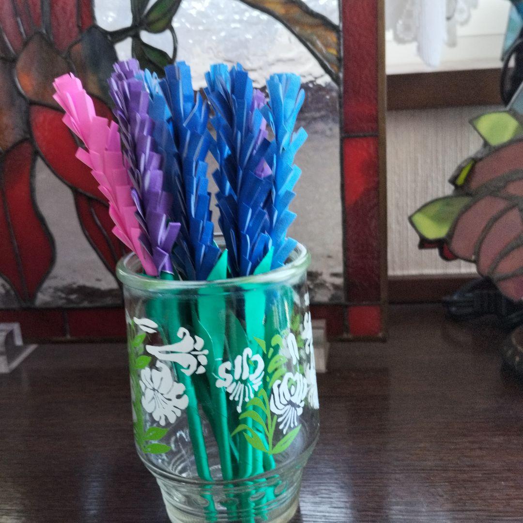 折り紙　ラベンダー×12　壁面