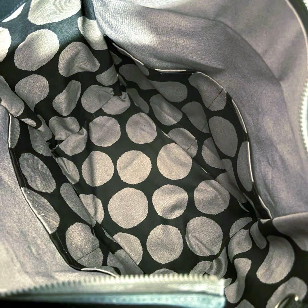 【ユリイカ】サイドポケット付きトートバッグL 帆布　黒×ドット柄