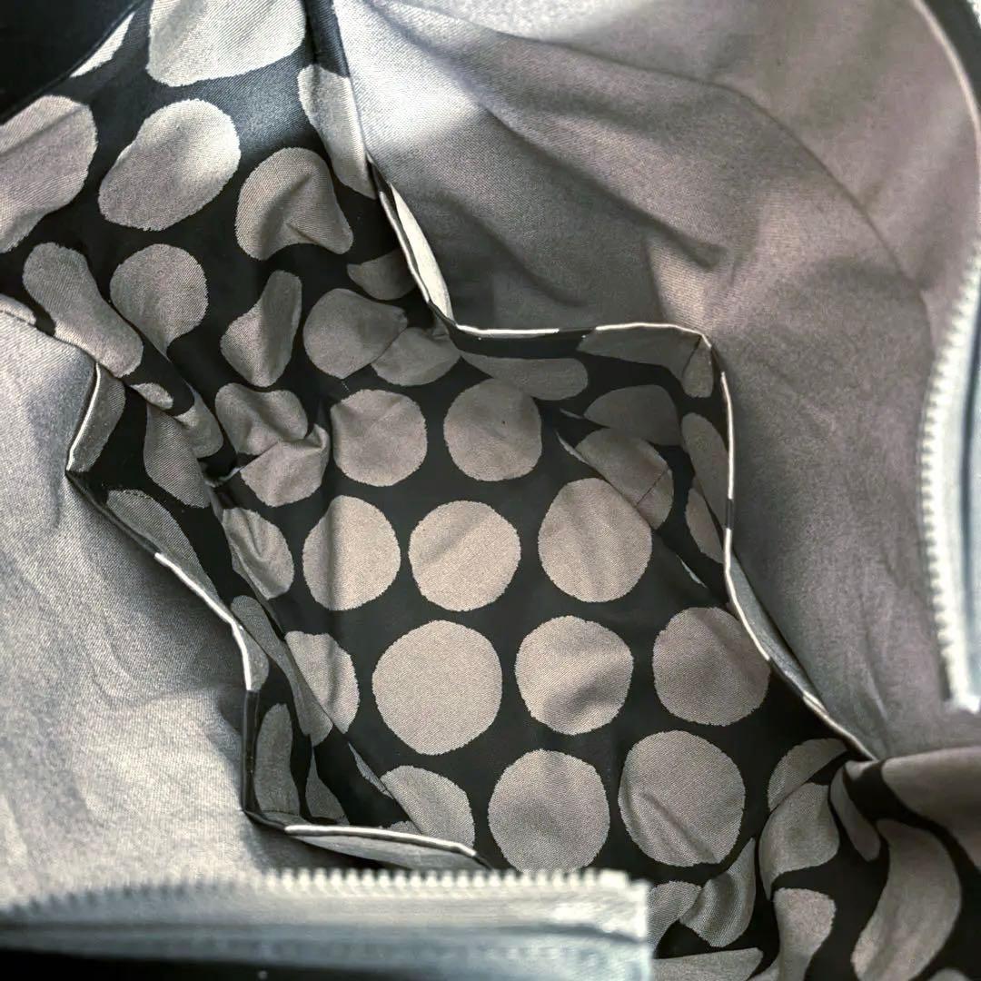 【ユリイカ】サイドポケット付きトートバッグL 帆布　黒×ドット柄