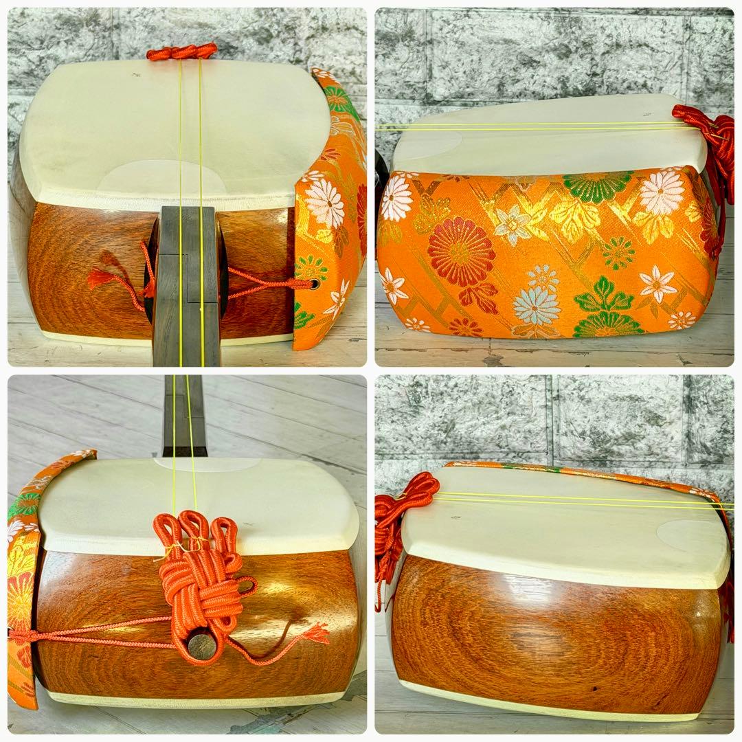 訳あり 中棹三本継三味線 紅木or紫檀・丸打胴・樹脂撥付き