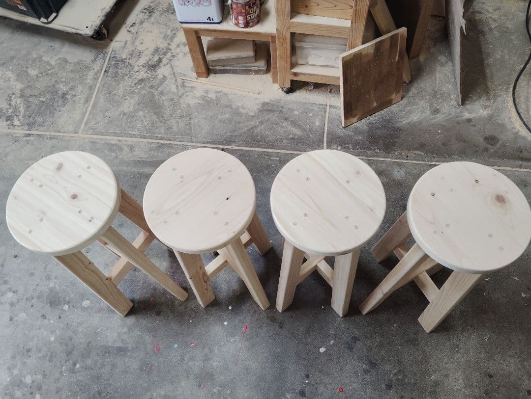 ひのきスツール 4脚セット　直径24 高さ65　Nordic Design