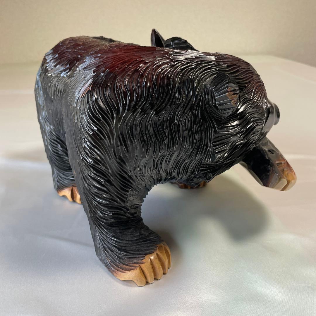 白伊　置物　熊　木彫り　クマ　木製　作家　彫刻　アイヌ民族作家