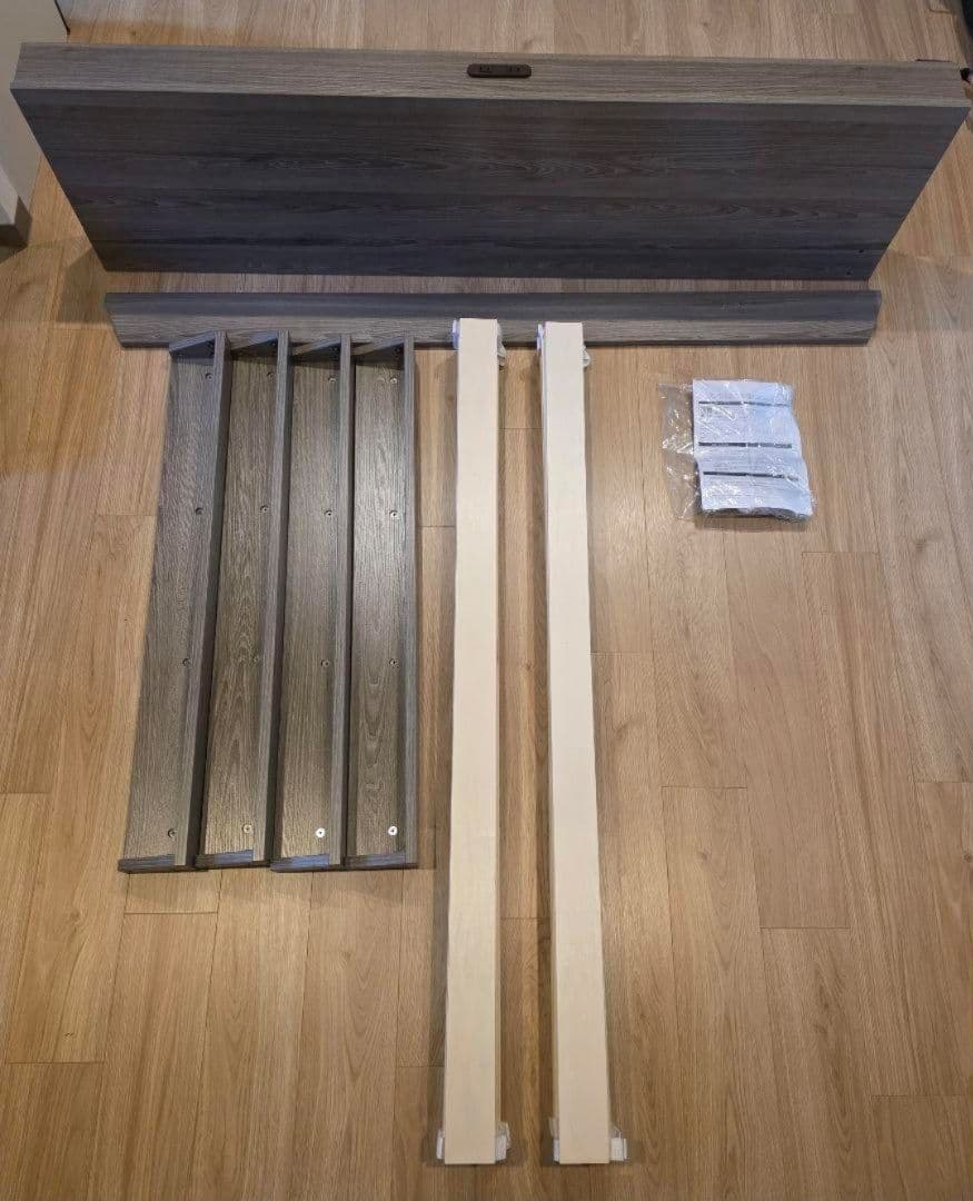 ローベッド ベッドフレーム ダブル (サイド棚なし•グレー)