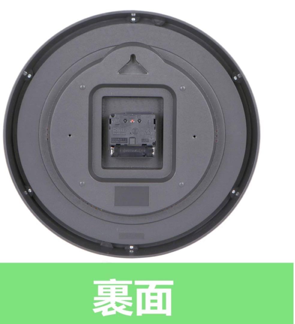 掛け時計 電波時計 温度 湿度 夜間秒針停止機能付き Φ30x5cm黒　自動受信