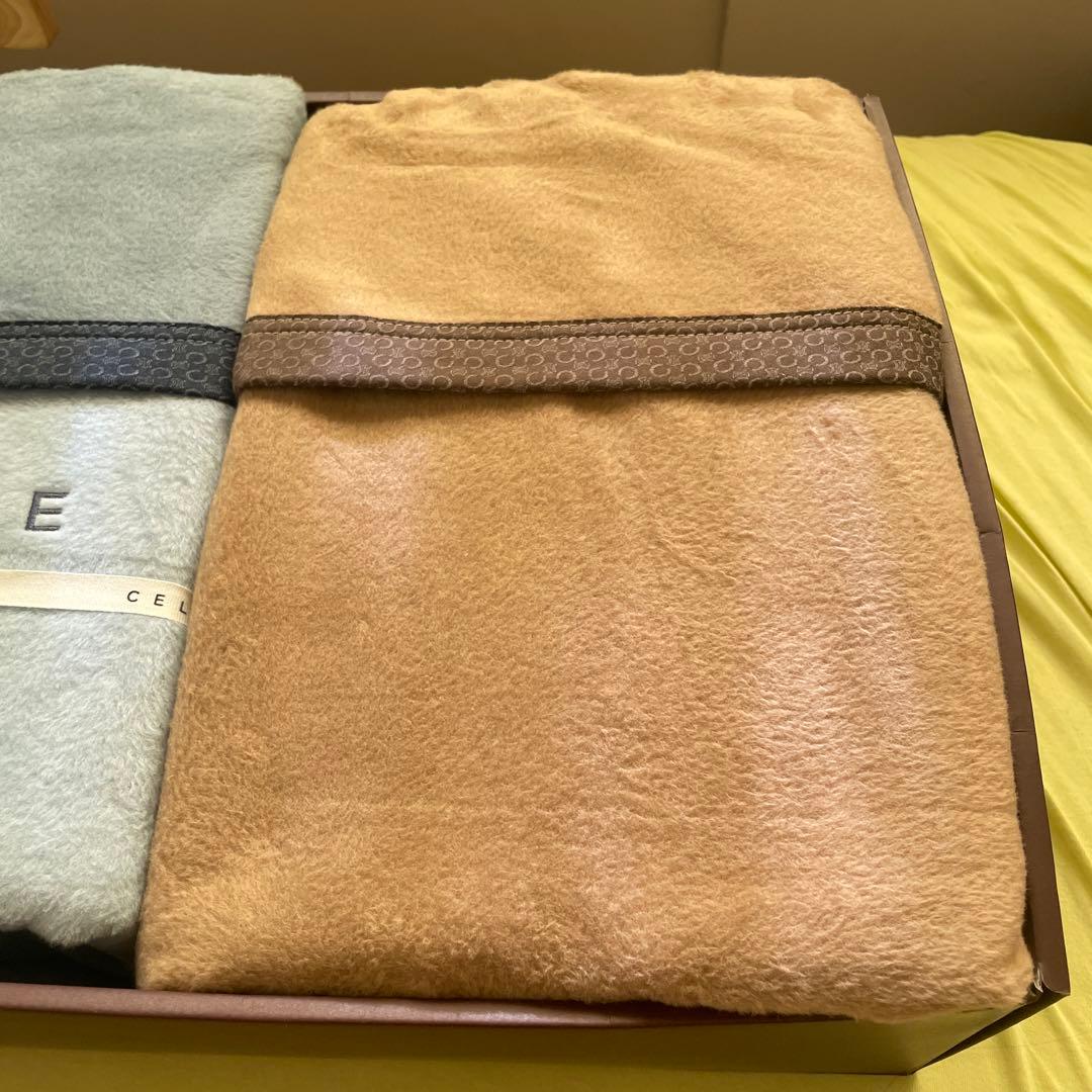 CELINE 毛布 2枚セット 青色 茶色