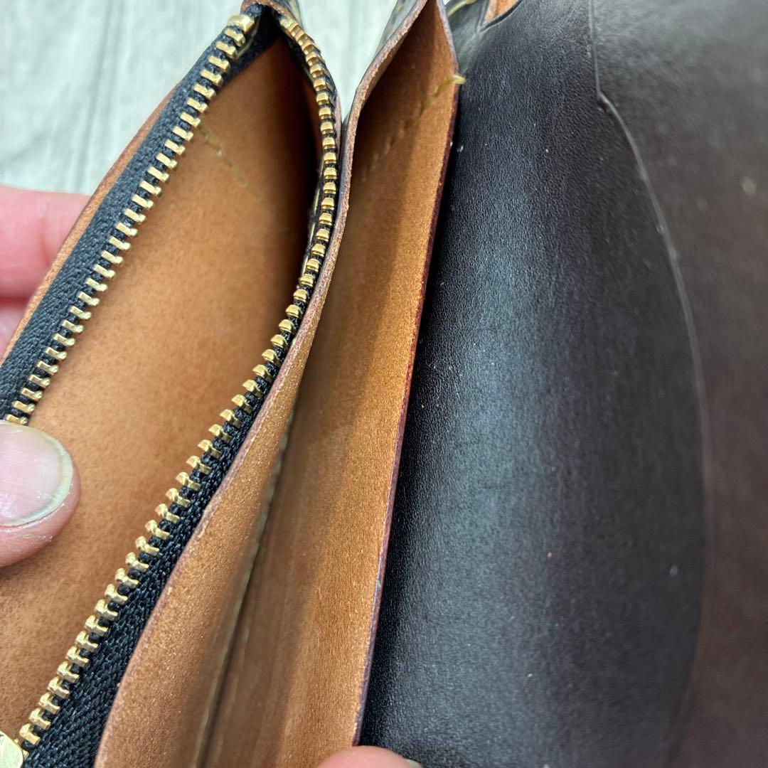 【茶芯ブラック】トラッカーウォレット　ミドル　真鍮　お札を折らずに収納