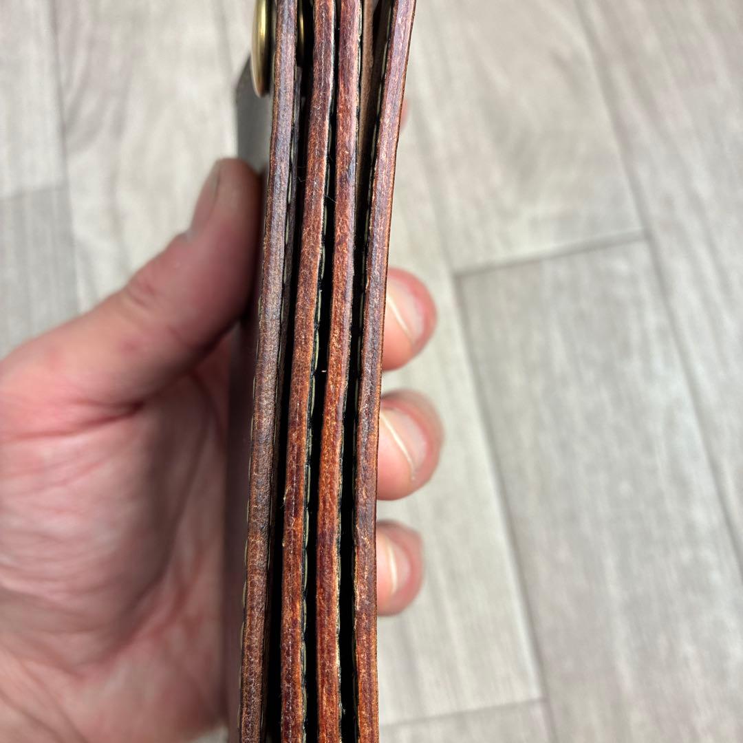 【茶芯ブラック】トラッカーウォレット　ミドル　真鍮　お札を折らずに収納