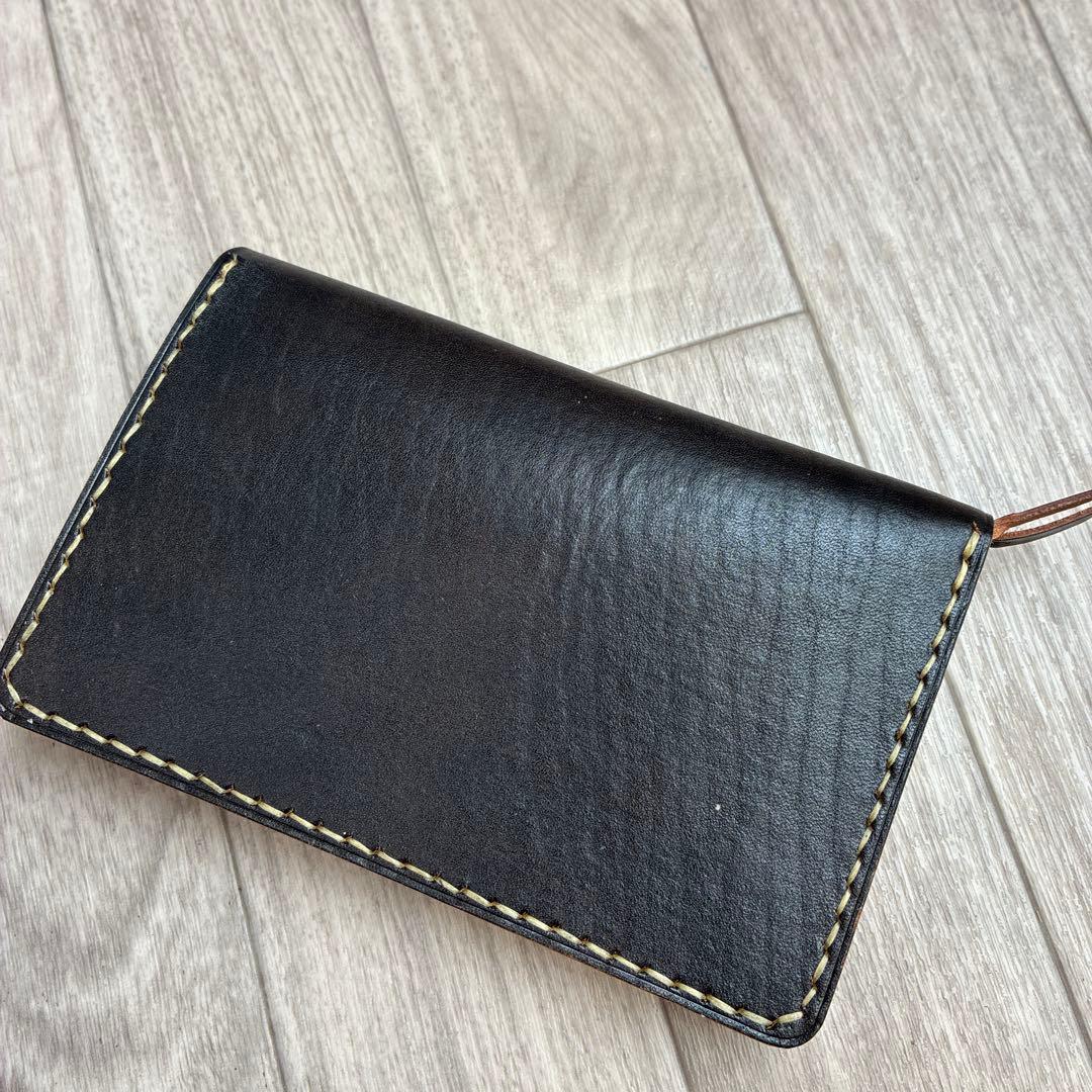 【茶芯ブラック】トラッカーウォレット　ミドル　真鍮　お札を折らずに収納