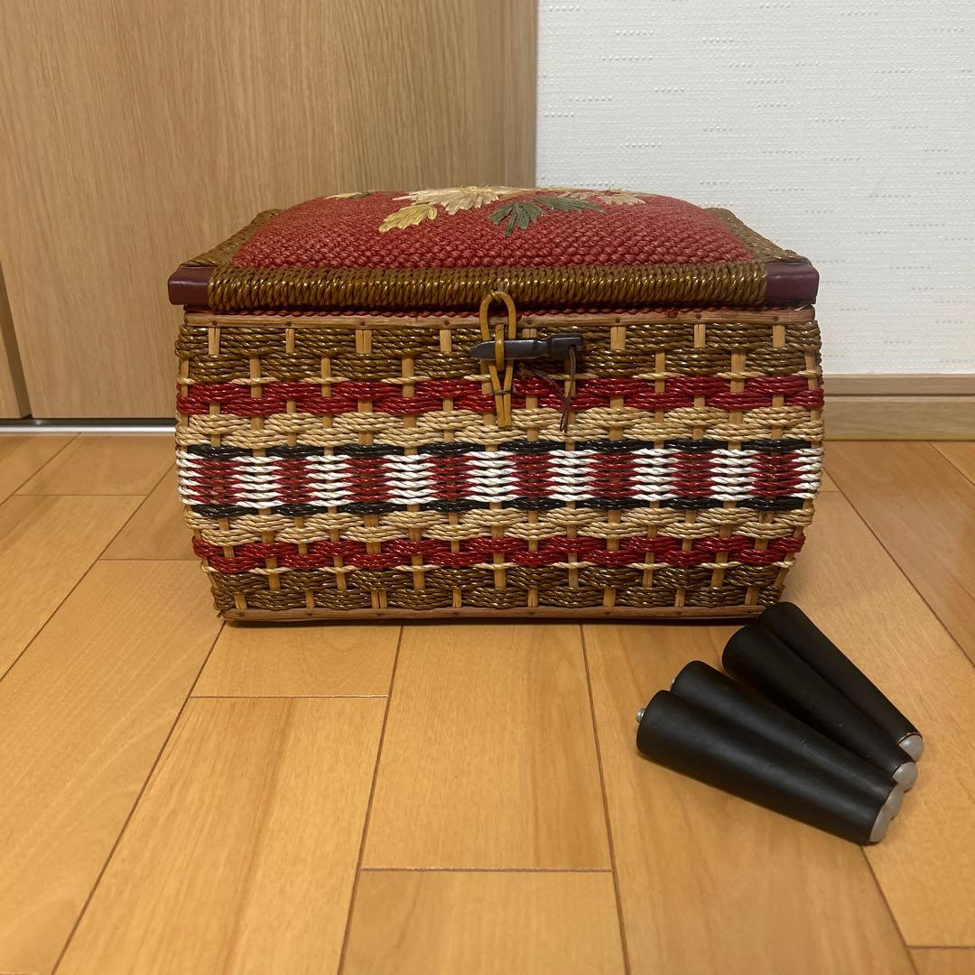【昭和レトロ】　裁縫箱　針箱　脚付き