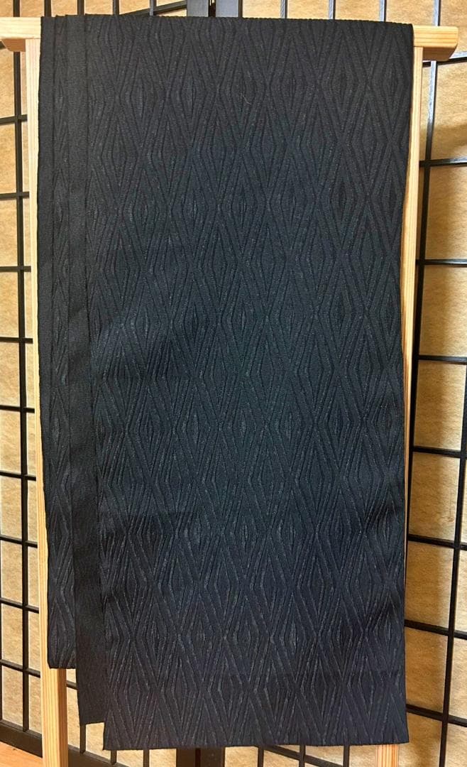大人の兵児帯　黒クロステッチ3