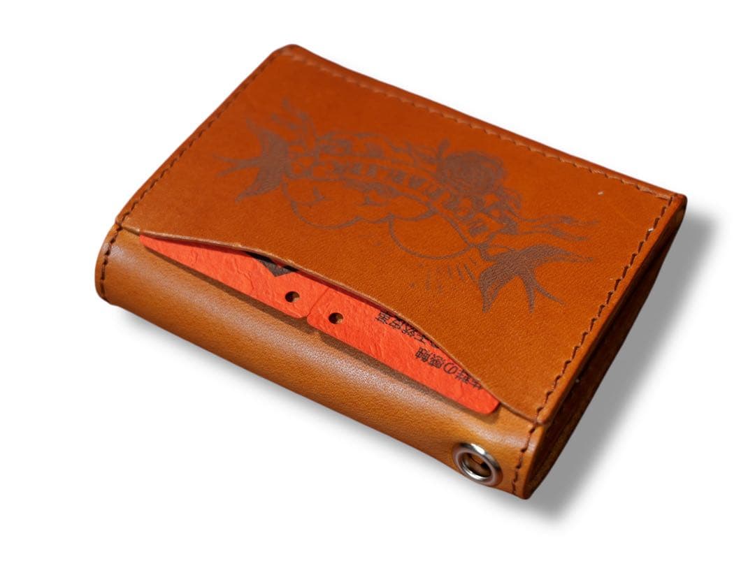 栃木レザー　ウォレット　財布　トラッカー　アイアンクロス　スタッズ　ミニ　二つ折