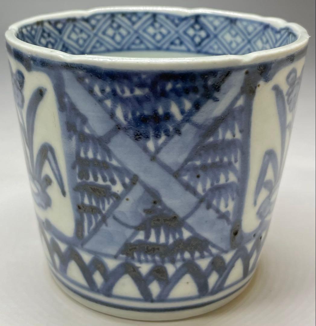 古伊万里　蕎麦猪口　菖蒲文　染付　5客　h6610