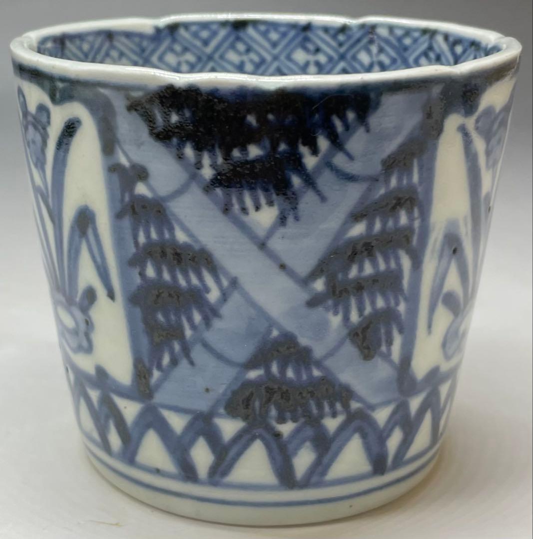 古伊万里　蕎麦猪口　菖蒲文　染付　5客　h6610