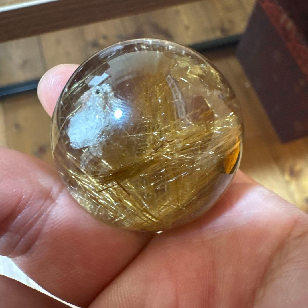 【極上品】コレクション級　ゴールドルチルスフィア 丸玉　約3.8cm 鑑別書付き