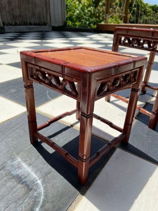 木の飾り棚　亀の子　椅子　アンティーク　４個セット