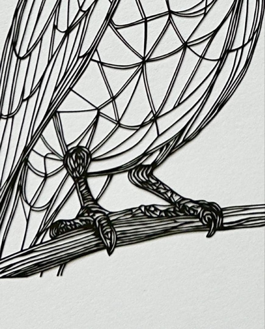 M*U様 【原画】切り絵『オウム』23cm×32cm　インテリア　鳥　動物　アー