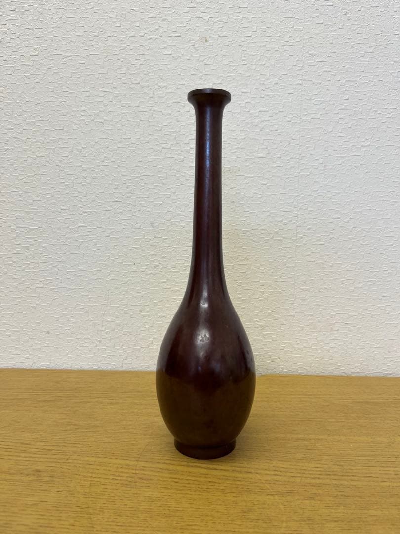 鋳銅鶴首花瓶　中島保美