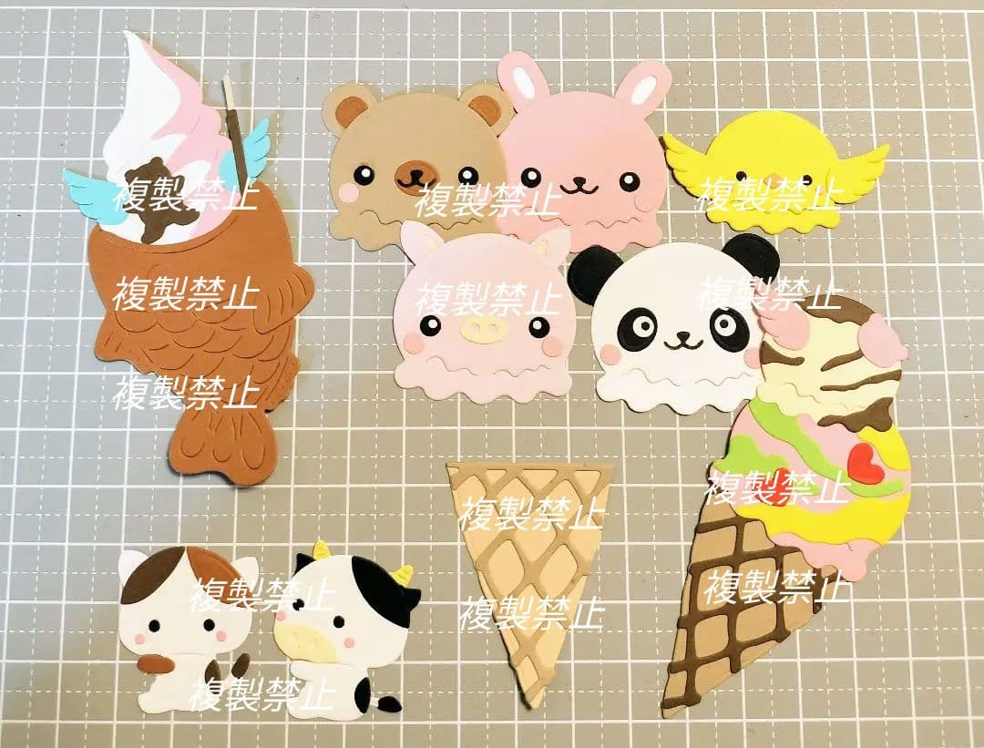 ★オーダー受付中★たい焼きソフト＆アイスセット★動物★ダイカット★クラフトパンチ
