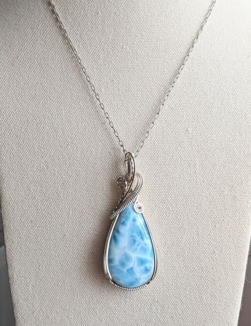 silver935ラリマー❅ワイヤーアートペンダントトップ☆