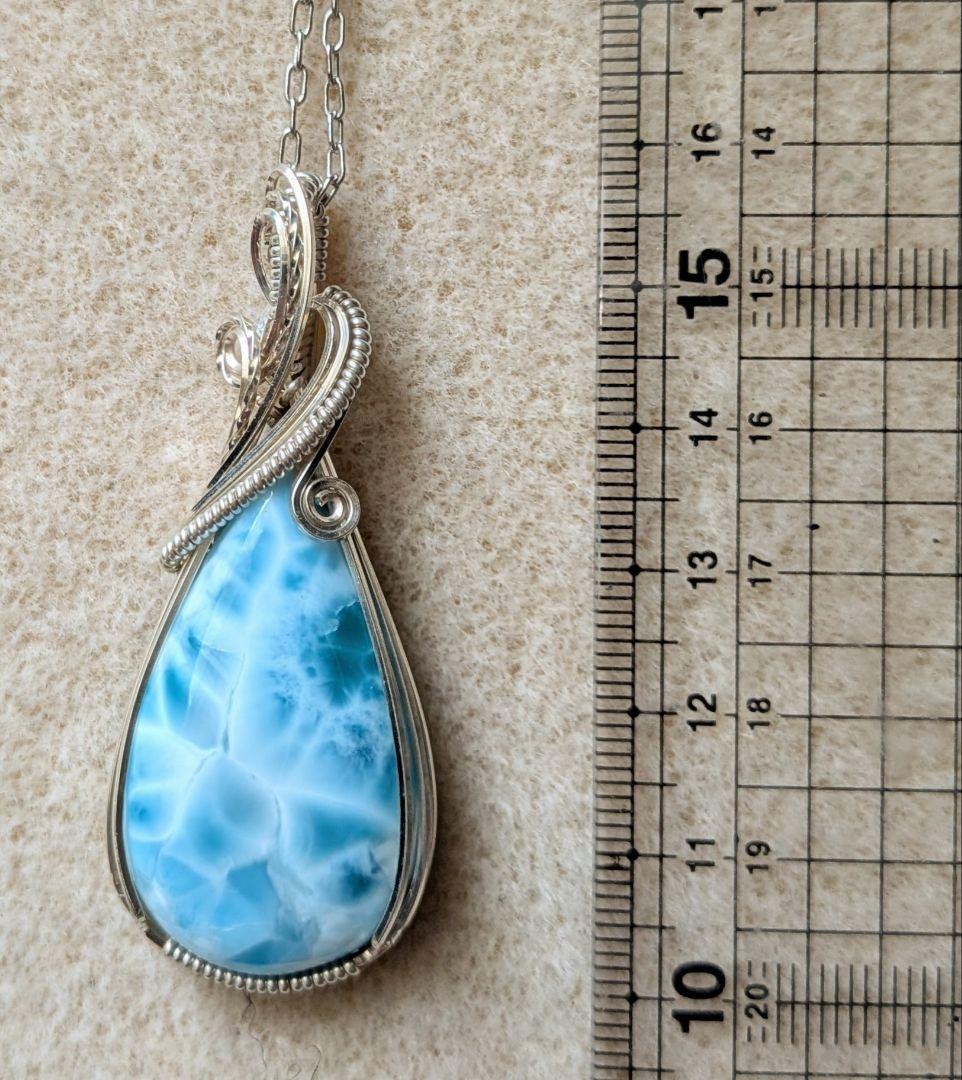 silver935ラリマー❅ワイヤーアートペンダントトップ☆