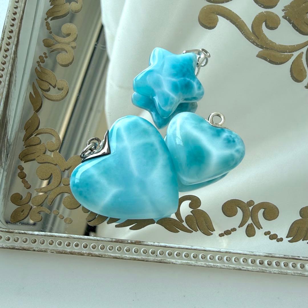 【セット販売❣️単体販売不可】ラリマーのペンダントトップ3点セット✨ハート 星