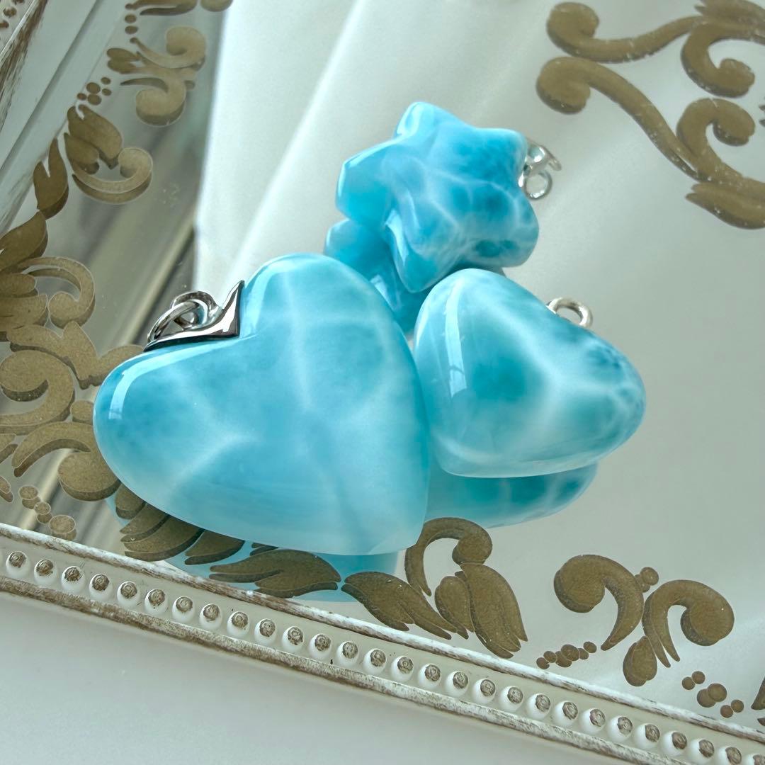 【セット販売❣️単体販売不可】ラリマーのペンダントトップ3点セット✨ハート 星