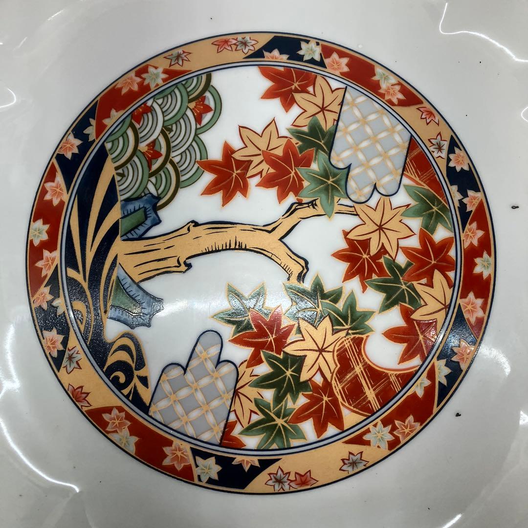 D-5 輪花鉢 和食器 伝統工芸 陶磁器 磁器 縁起物 紅葉 波文様 雑貨