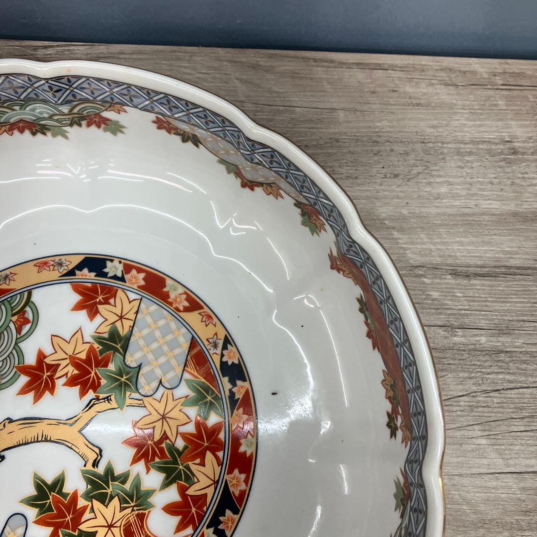 D-5 輪花鉢 和食器 伝統工芸 陶磁器 磁器 縁起物 紅葉 波文様 雑貨