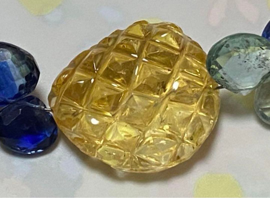 高品質♡カイヤナイト デザインブレスレット　シトリン入り