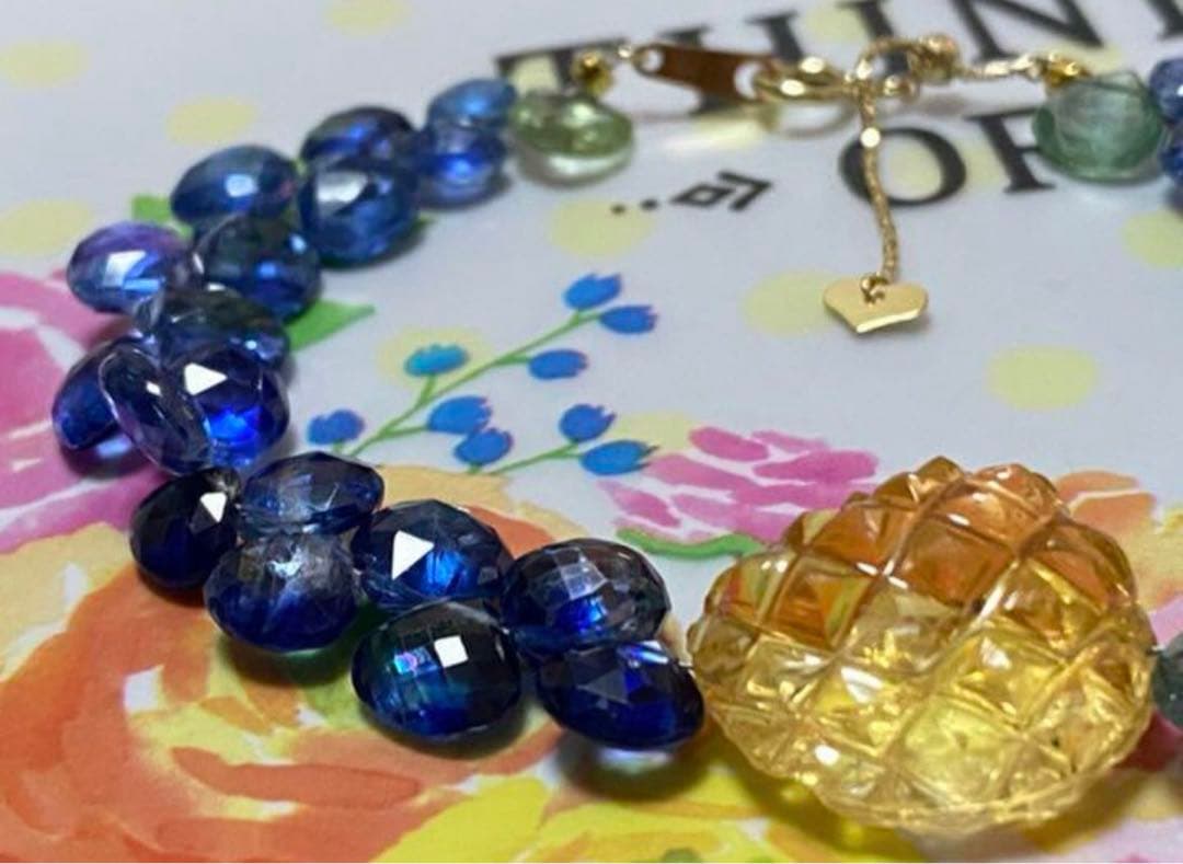 高品質♡カイヤナイト デザインブレスレット　シトリン入り