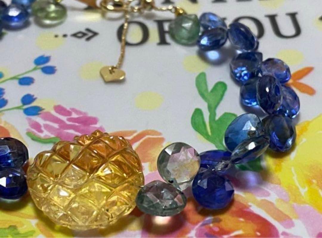 高品質♡カイヤナイト デザインブレスレット　シトリン入り