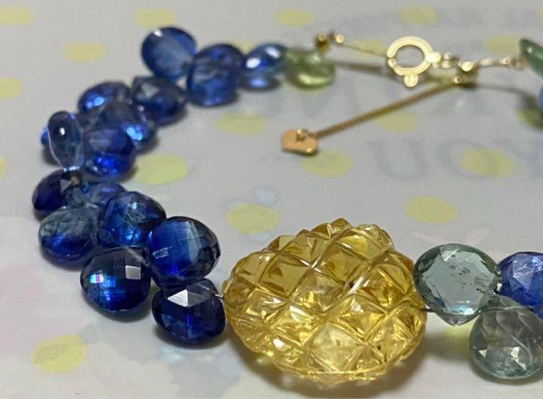 高品質♡カイヤナイト デザインブレスレット　シトリン入り