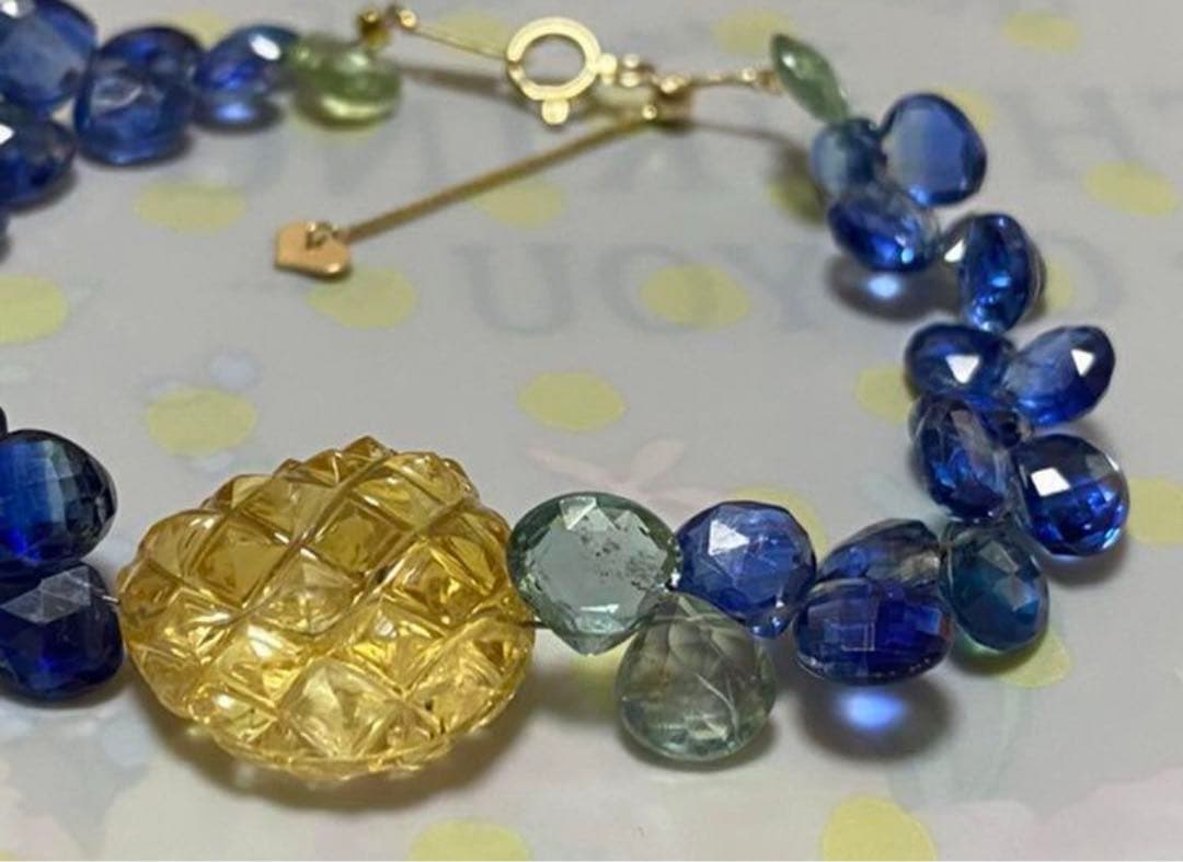 高品質♡カイヤナイト デザインブレスレット　シトリン入り