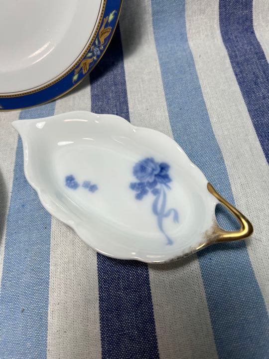 733 大倉陶園　ロイヤルブルークラウン皿　アレキサンドリーヌ茶托　レモントレイ