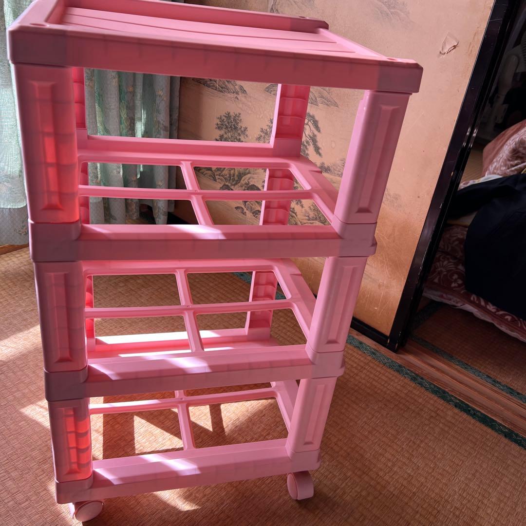 佳佳⭐︎【即日発送可能お値下げ】ハローキティ⭐︎3段収納ケース ピンク⭐︎美品