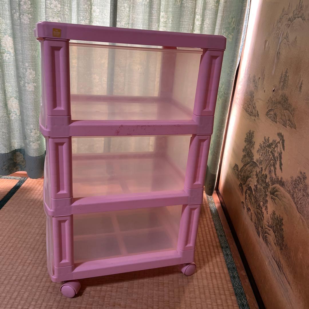 佳佳⭐︎【即日発送可能お値下げ】ハローキティ⭐︎3段収納ケース ピンク⭐︎美品