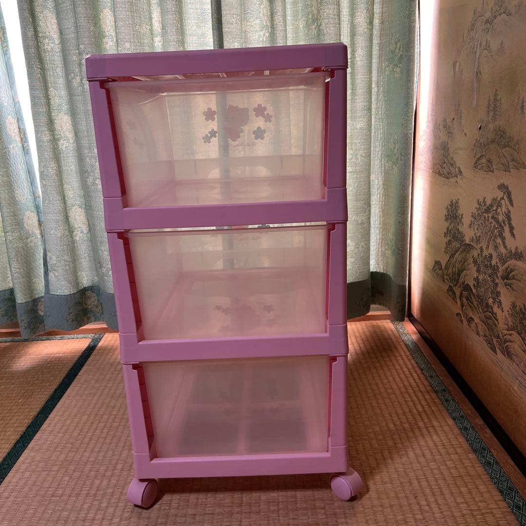 佳佳⭐︎【即日発送可能お値下げ】ハローキティ⭐︎3段収納ケース ピンク⭐︎美品
